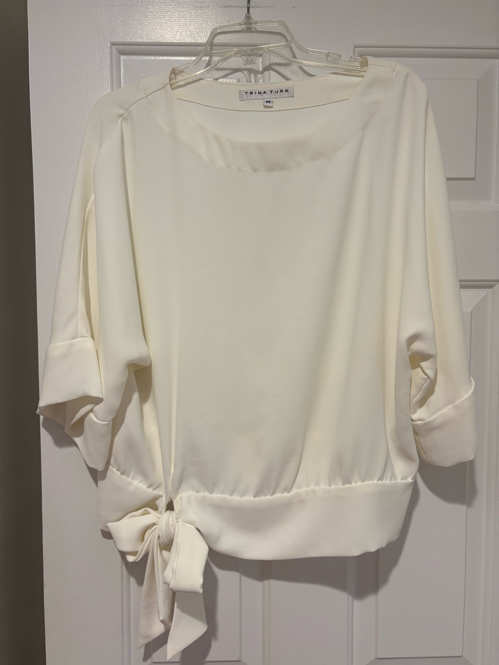 Trina Turk White Tie-Side Blouson Top